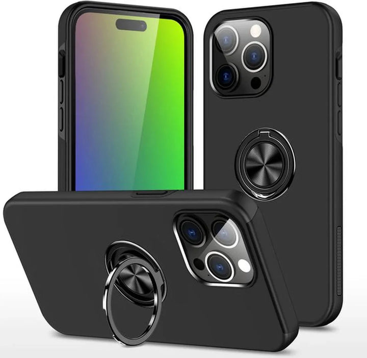iPhone 16 Pro Max Hoesjes – Backcover met Vingerring – Magneet – Zwart-Ilumina Benelux