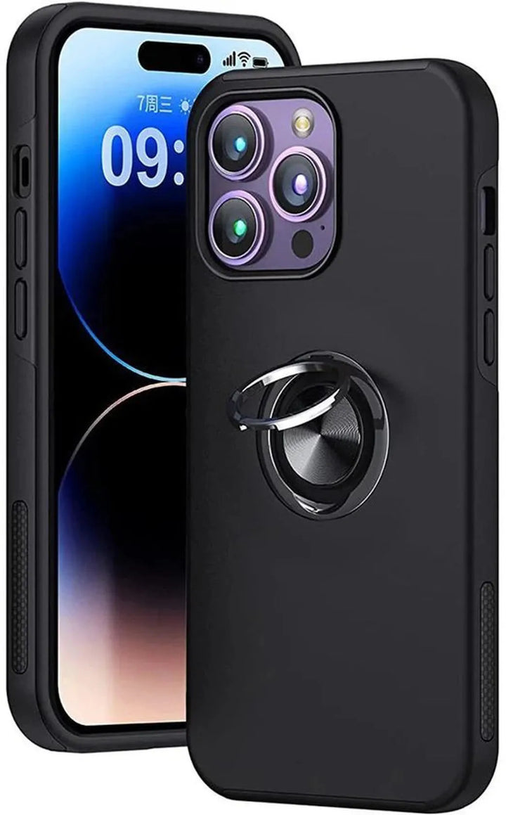 iPhone 16 Pro Max Hoesjes – Backcover met Vingerring – Magneet – Zwart-Ilumina Benelux