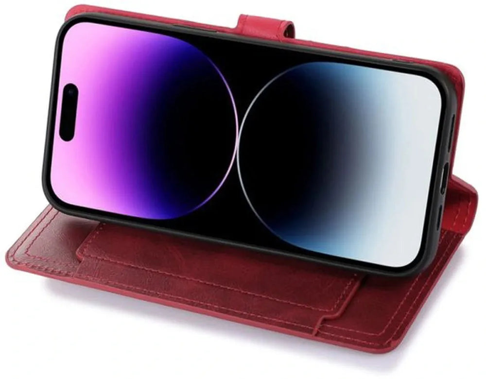 iPhone 14 Hoesjes – Vintage Portemonnee Hoes – Pasjeshouder – Magneetsluiting – Rood-Ilumina Benelux