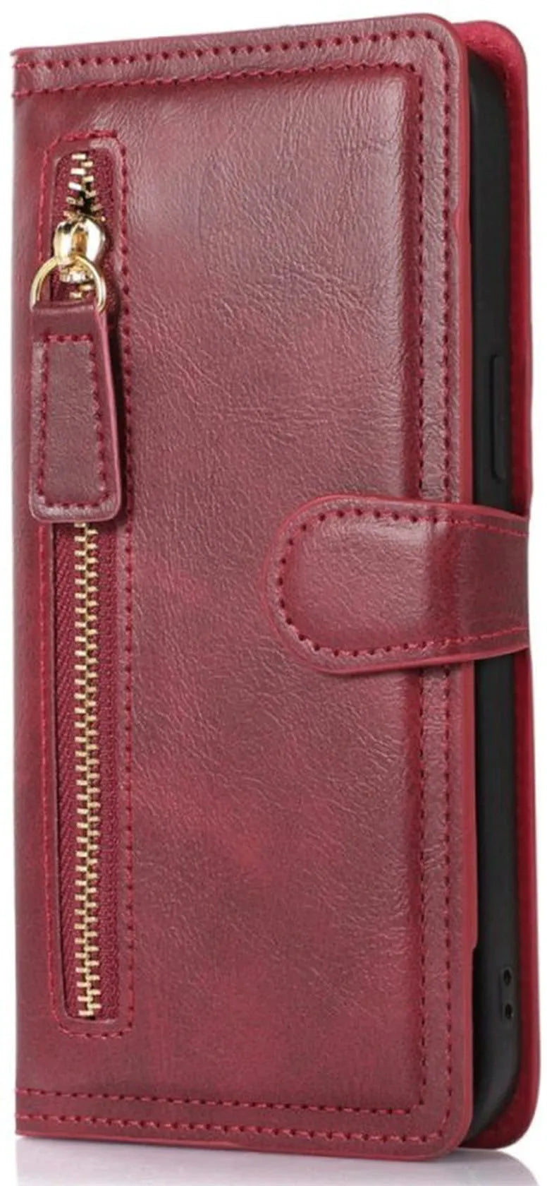 iPhone 14 Hoesjes – Vintage Portemonnee Hoes – Pasjeshouder – Magneetsluiting – Rood-Ilumina Benelux