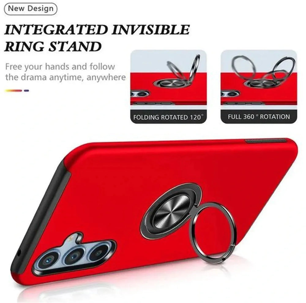 Samsung Galaxy A15 Hoesjes – Shockproof Backcover – Inclusief Gehard Glas Screenprotector – Rood-Ilumina Benelux