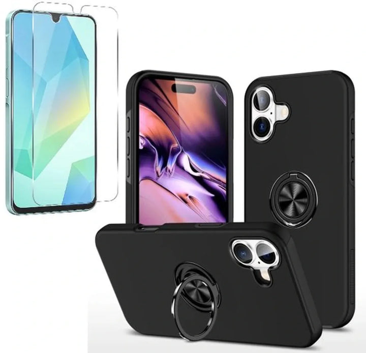 Samsung Galaxy A06 Hoesjes – Shockproof Backcover – Inclusief Gehard Glas Screenprotector – Zwart-Ilumina Benelux