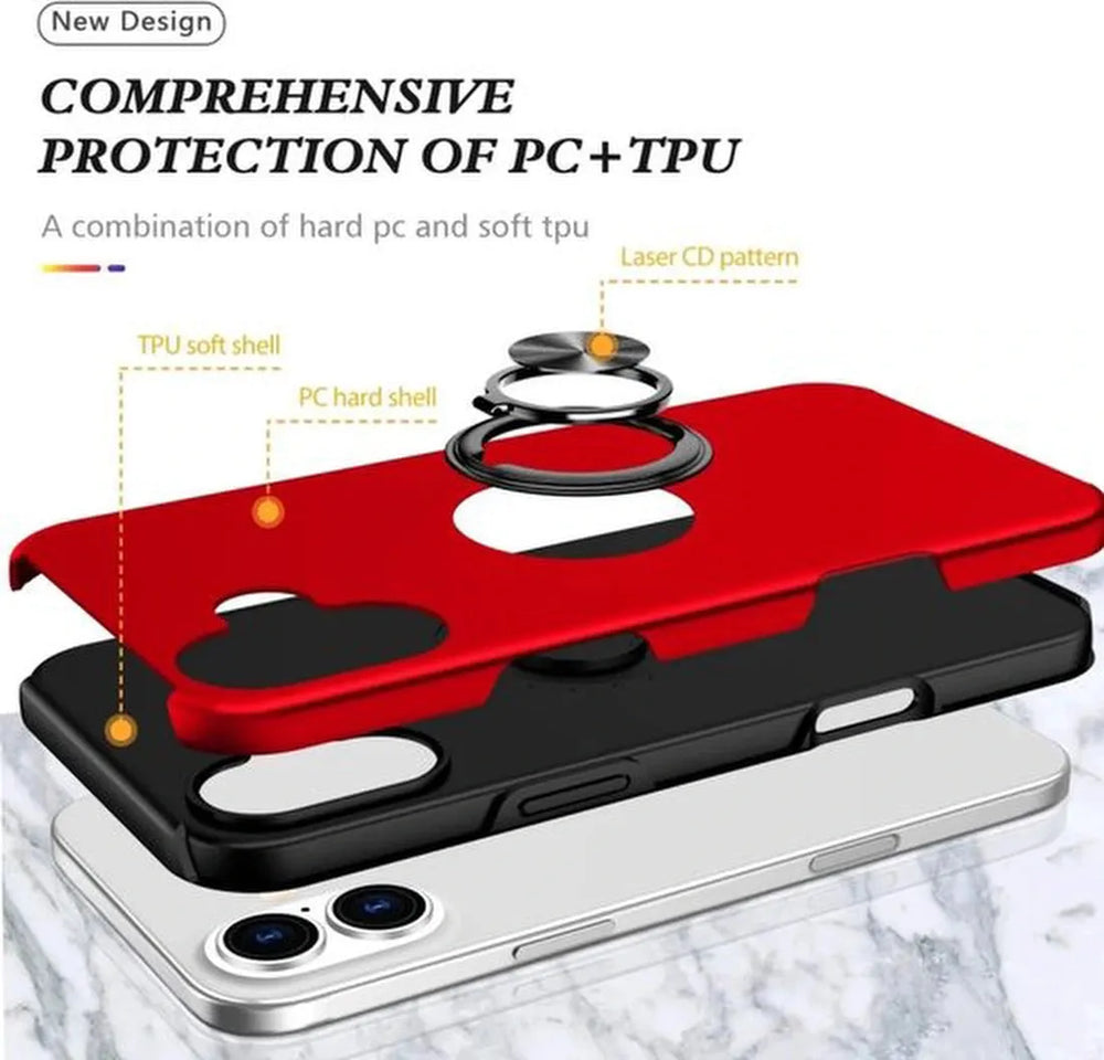 iPhone 16 Plus Hoesjes – Schokbestendige Backcover – Inclusief Gehard Glas Screenprotector – Rood-Ilumina Benelux