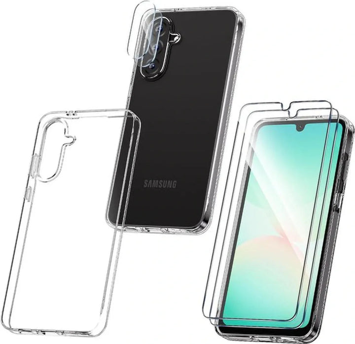 Samsung Galaxy A26 / A17 5G Hoesjes – Transparante Siliconen Backcover – 2x Screenprotector – 2x Camera Lens Protector – Clear-Ilumina Benelux