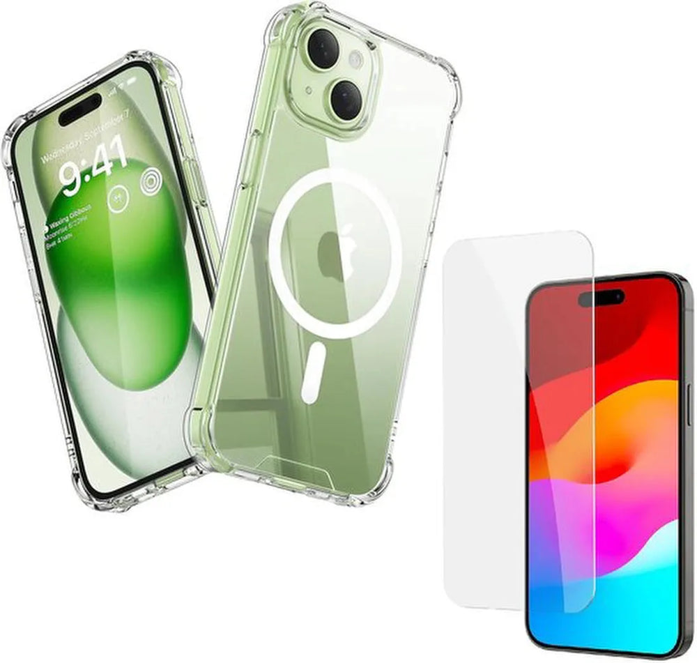 iPhone 15 Plus Hoesjes – MagSafe Compatibel – Magnetische Backcover – Schokbestendig – Transparant-Ilumina Benelux