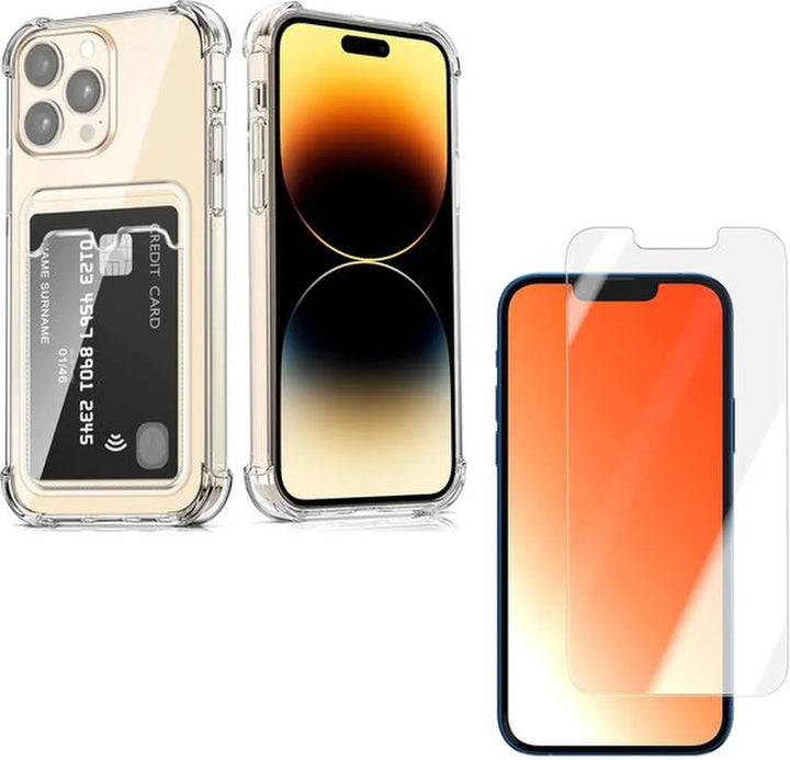 iPhone 14 Pro Hoesjes – TPU Backcover – Schokbestendig – Pasjeshouder – Transparant-Ilumina Benelux