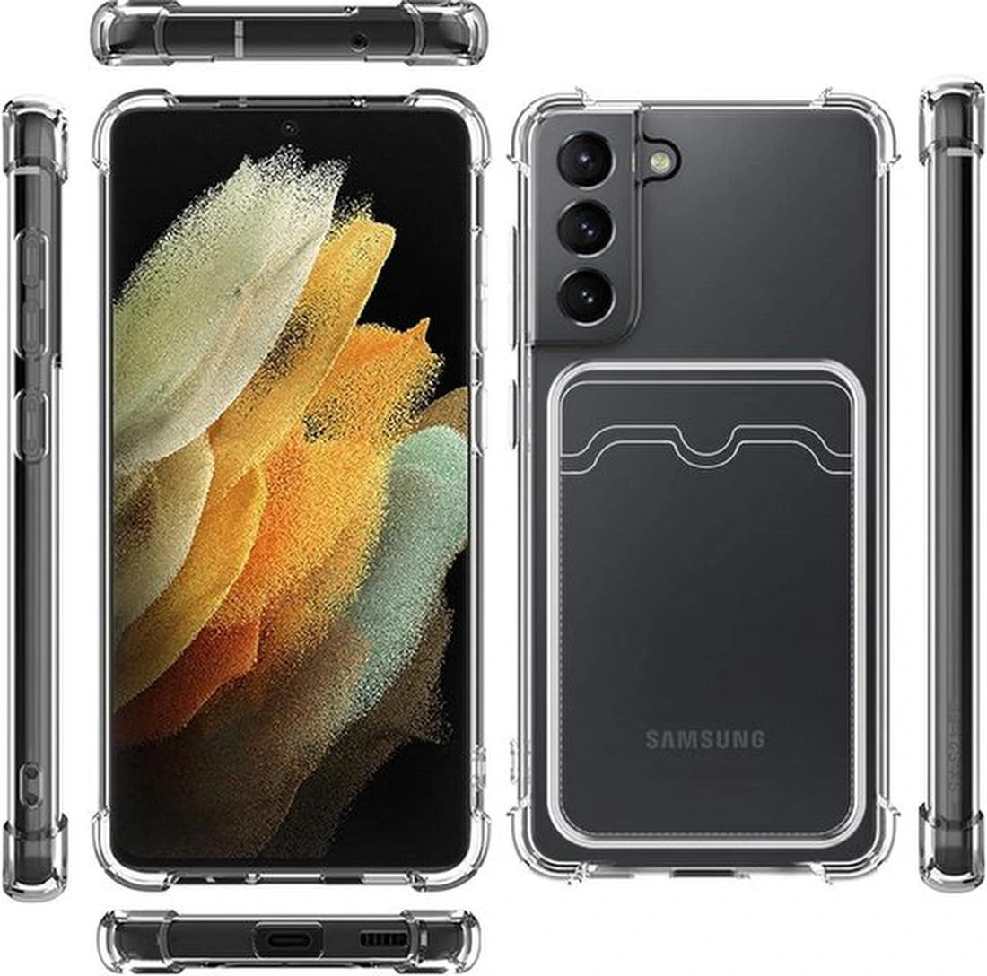 Samsung Galaxy A25 Hoesjes – TPU Backcover met Pasjeshouder – Schokbestendig – Inclusief Screenprotector – Transparant