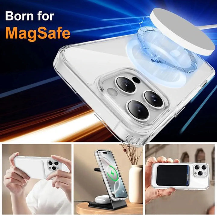 iPhone 16 Pro Hoesjes – Magnetische Magsafe Backcover – 2x Screenprotector – Camera Lens Protector – Transparant-Ilumina Benelux