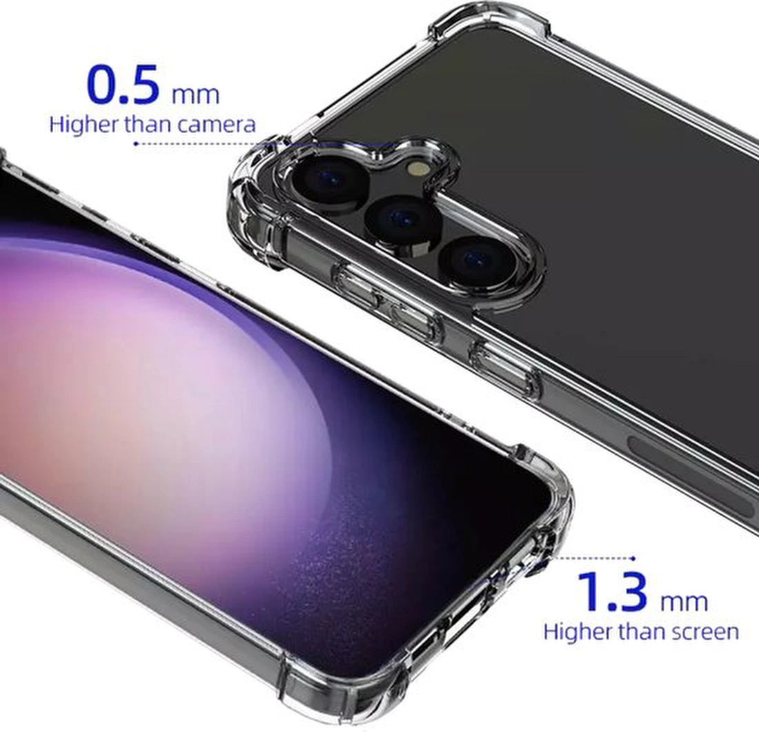 Militaire KKG schokbestendige hoesje met 2 Screenprotector en 1x Cameralen Geschikt voor: Samsung Galaxy S25 - Transparant