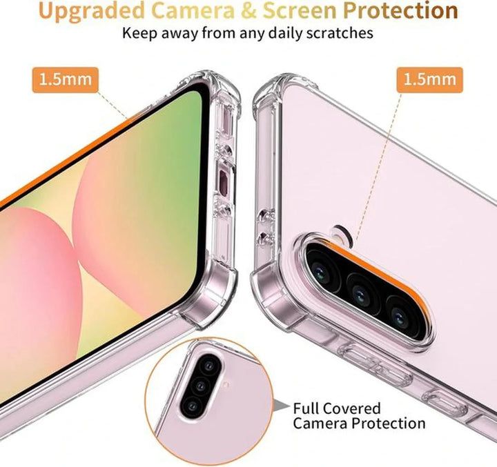 Samsung Galaxy A56 Hoesjes – Militair Schokbestendig Backcover – 2x Screenprotector + Camera Lens Protector – Transparant-Ilumina Benelux