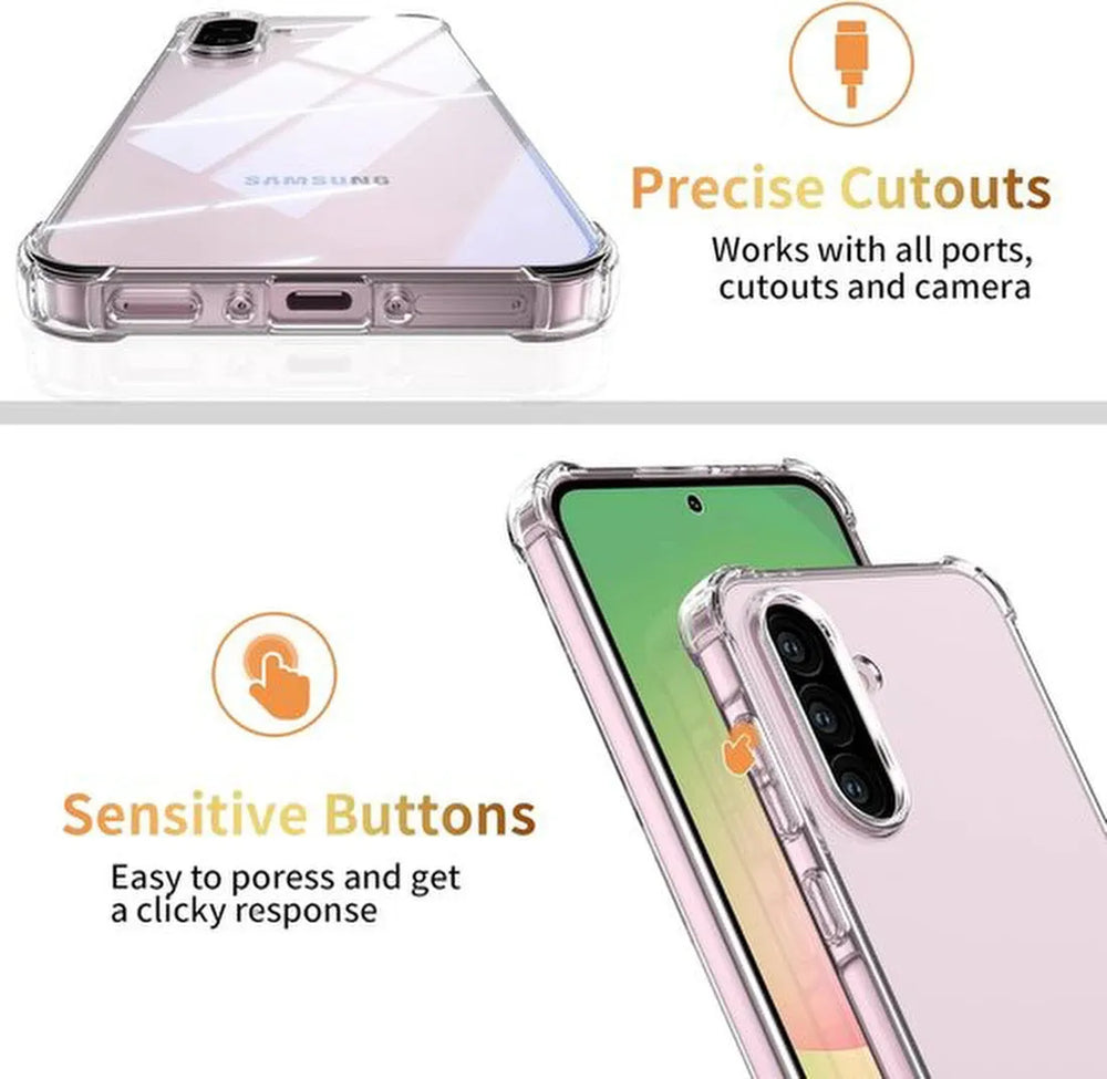 Samsung Galaxy A56 Hoesjes – Militair Schokbestendig Backcover – 2x Screenprotector + Camera Lens Protector – Transparant-Ilumina Benelux