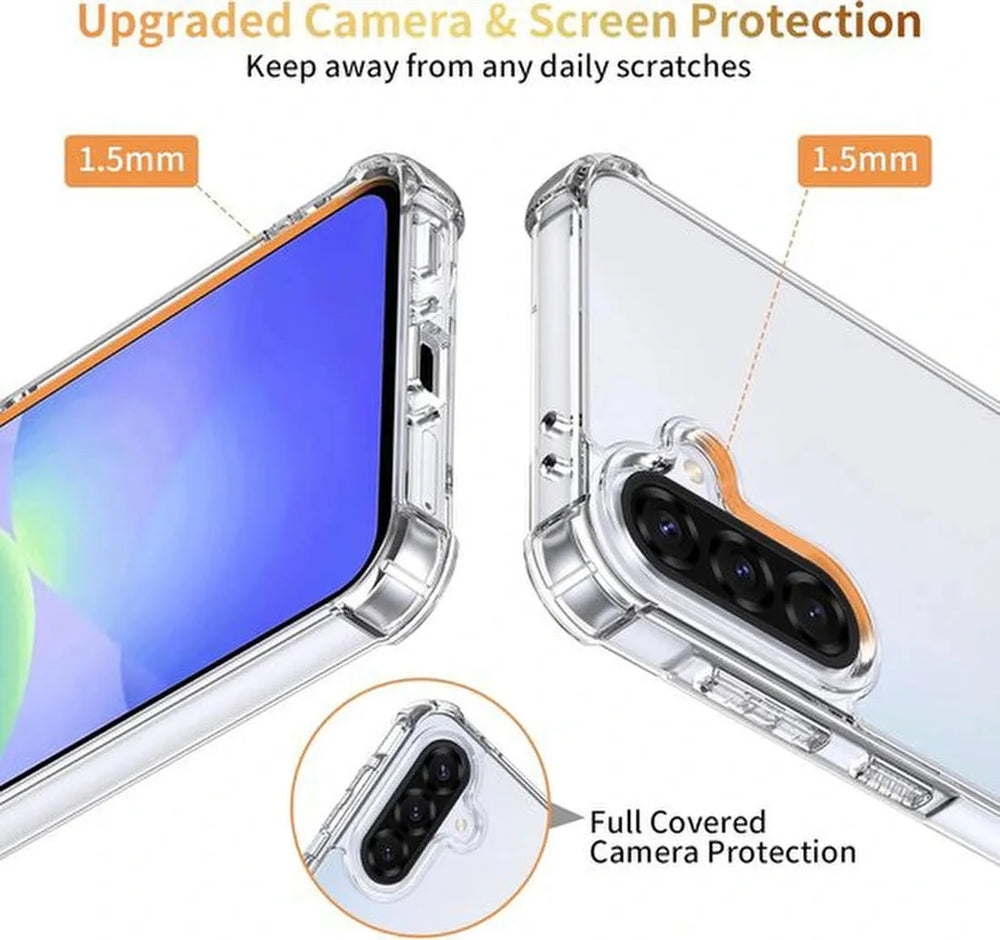 Samsung Galaxy A36 Hoesjes – Militair Schokbestendige Backcover – 2x Screenprotector + Cameralens Protector – Transparant-Ilumina Benelux