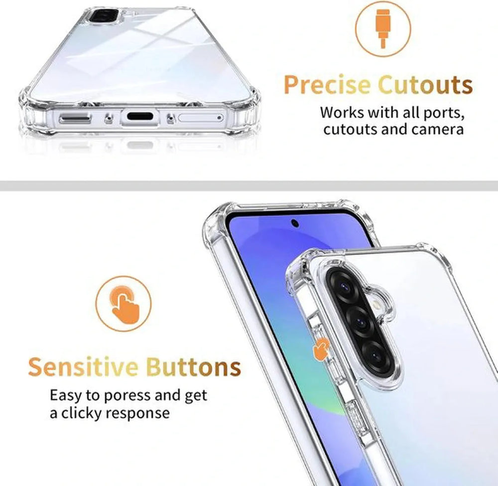 Samsung Galaxy A36 Hoesjes – Militair Schokbestendige Backcover – 2x Screenprotector + Cameralens Protector – Transparant-Ilumina Benelux