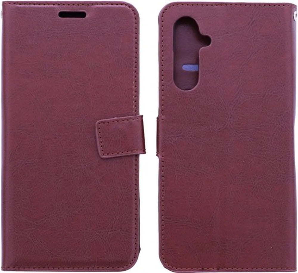 Samsung Galaxy A04E Hoesjes – Portemonnee Book Case – Pasjeshouder – Magneetsluiting – Bruin-Ilumina Benelux