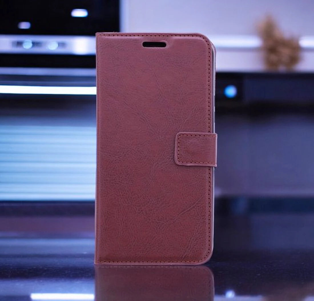 Portemonnee Book Case Hoesje + 2x Screenprotector Glas Geschikt voor: Samsung Galaxy A24 - Bruin