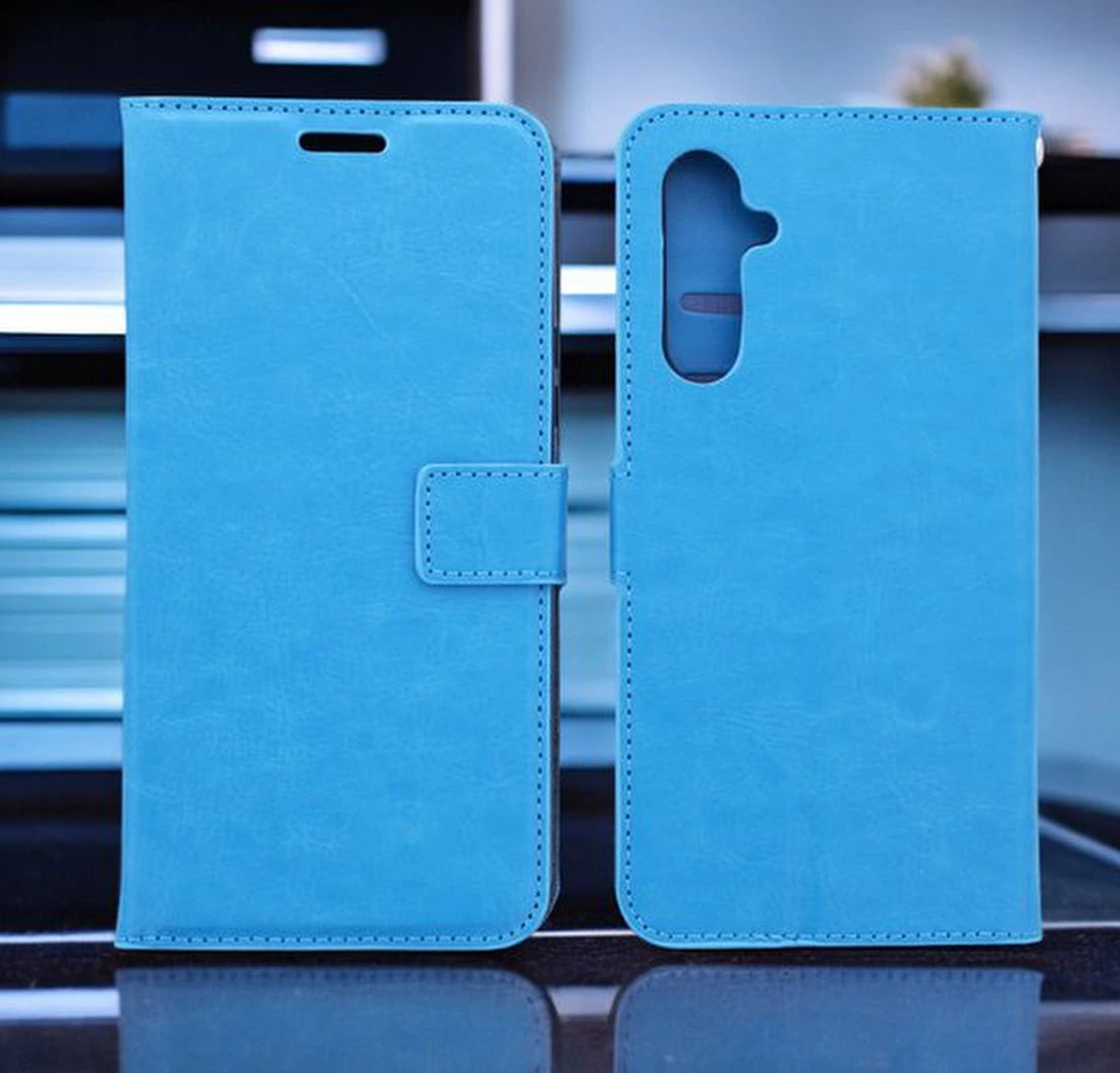 Portemonnee Book Case Hoesje + 2x Screenprotector Glas Geschikt voor: Samsung Galaxy A24 - Turquoise