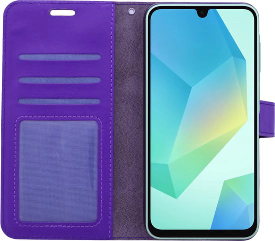 Portemonnee Book Case Hoesje + 2x Screenprotector Glas Geschikt voor: Samsung Galaxy A24 - Paars
