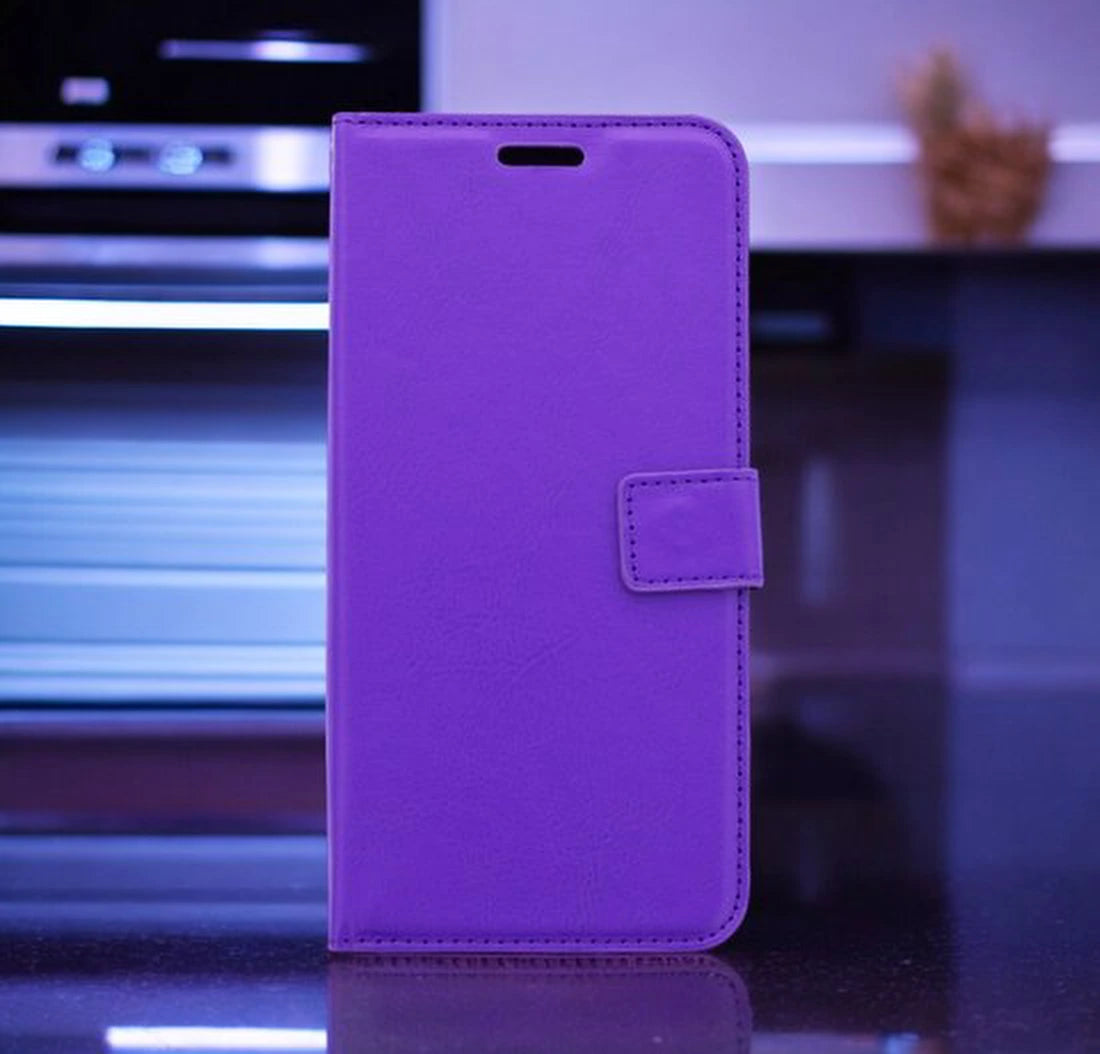 Portemonnee Book Case Hoesje + 2x Screenprotector Glas Geschikt voor: Samsung Galaxy A24 - Paars