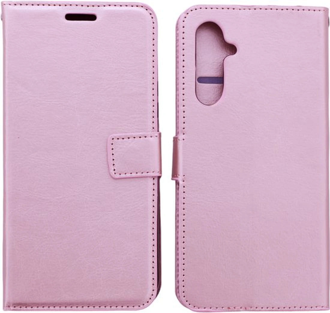 Portemonnee Book Case Hoesje + 2x Screenprotector Glas Geschikt voor: Samsung Galaxy A24 - Roségoud
