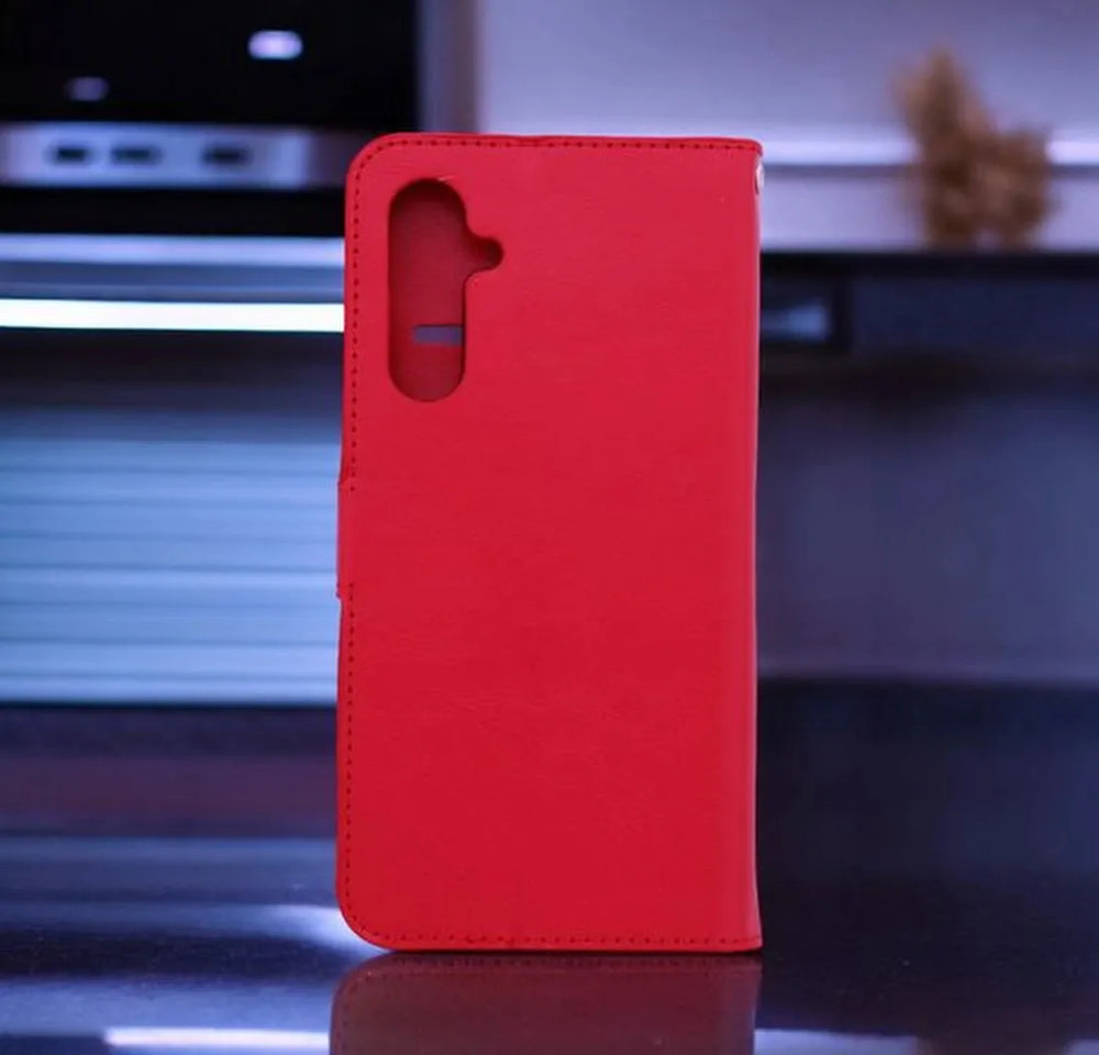 Samsung Galaxy A25 Hoesjes – Portemonnee Book Case – Pasjeshouder – 2x Gehard Glas Screenprotector – Rood-Ilumina Benelux