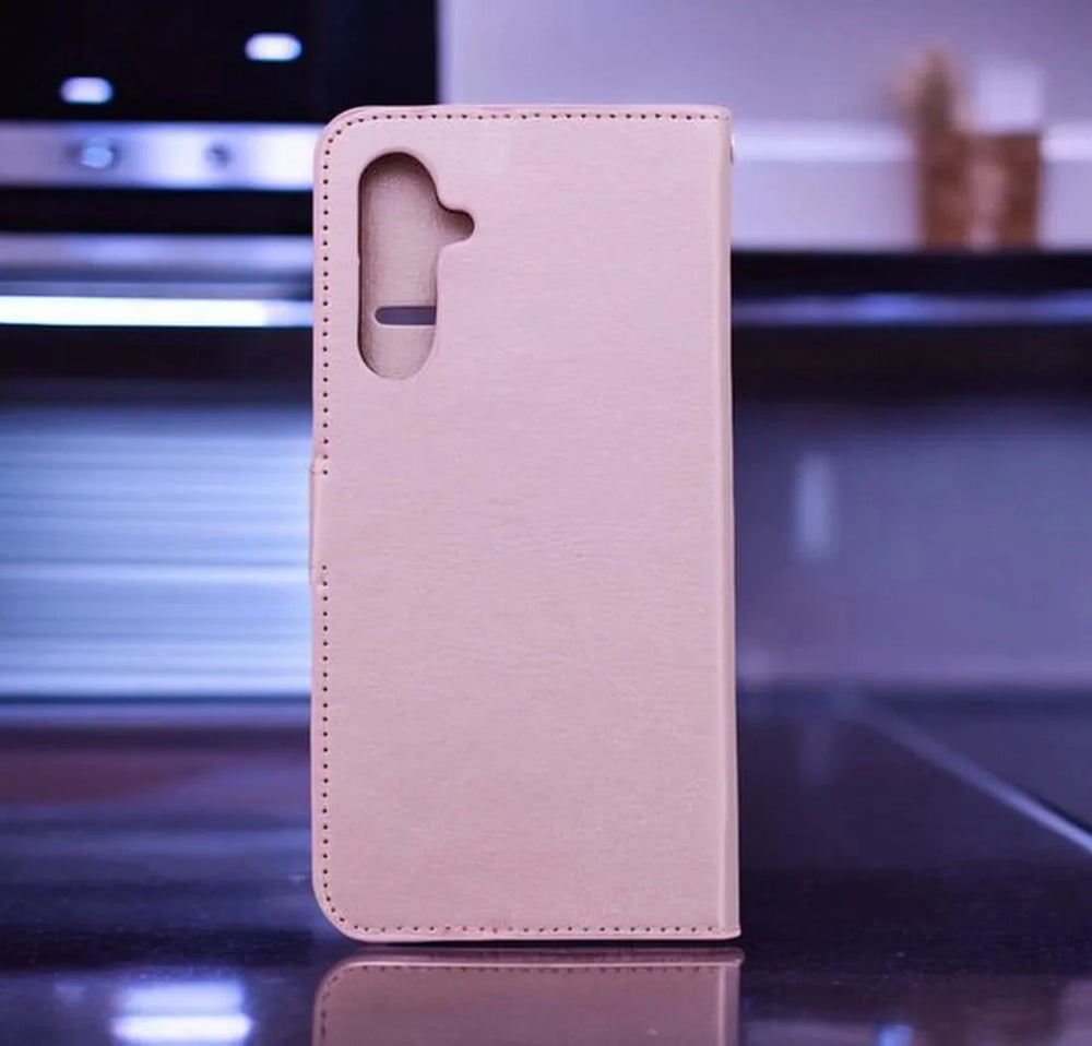 Samsung Galaxy A25 Hoesjes – Portemonnee Book Case – Pasjeshouder – 2x Gehard Glas Screenprotector – Roségoud-Ilumina Benelux