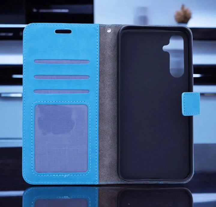 Samsung Galaxy A06 Hoesjes – Portemonnee Book Case – Pasjeshouder – 2x Gehard Glas Screenprotector – Turquoise-Ilumina Benelux