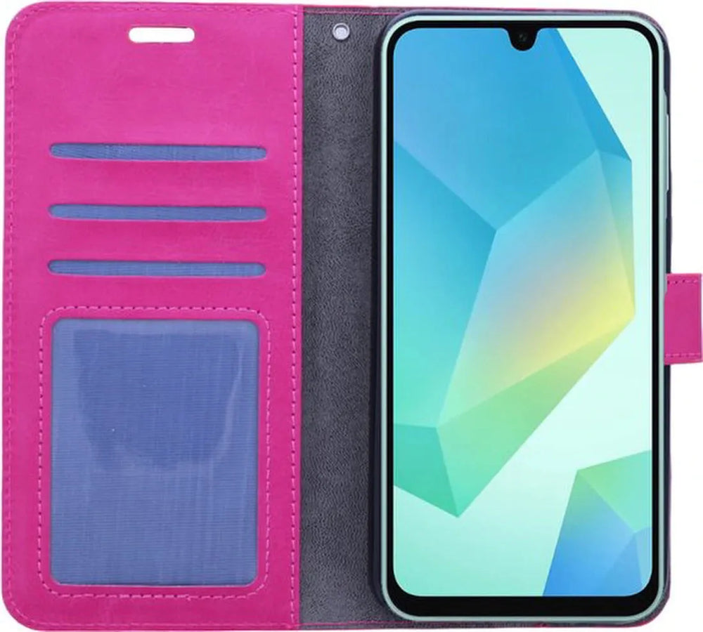 Samsung Galaxy A06 Hoesjes – Portemonnee Book Case – Magneetsluiting – 2x Gehard Glas Screenprotector – Roze-Ilumina Benelux