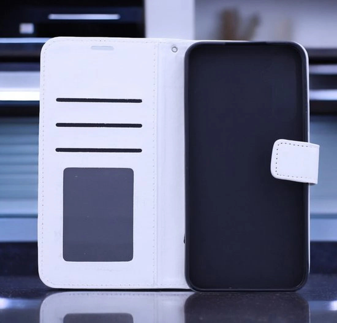 Portemonnee Book Case Hoesje + 2x Screenprotector Glas Geschikt voor: Samsung Galaxy A06 - Wit