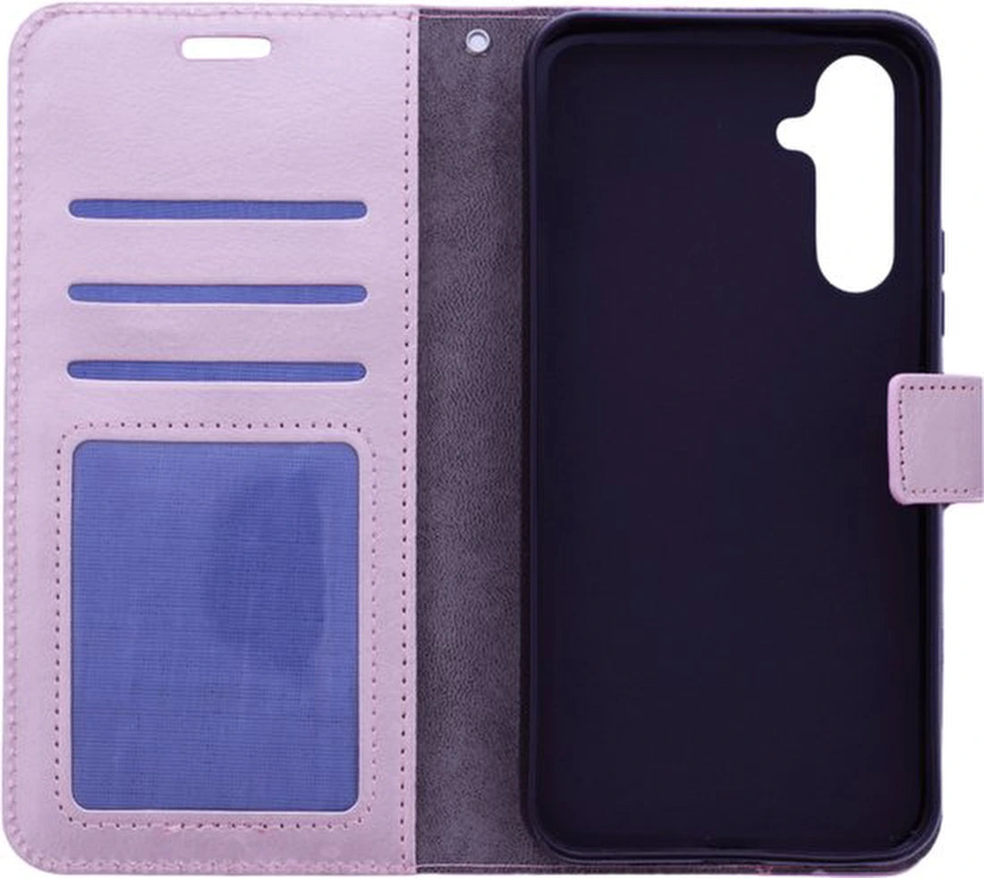 Portemonnee Book Case Hoesje + 2x Screenprotector Glas Geschikt voor: Samsung Galaxy A06 - Roségoud
