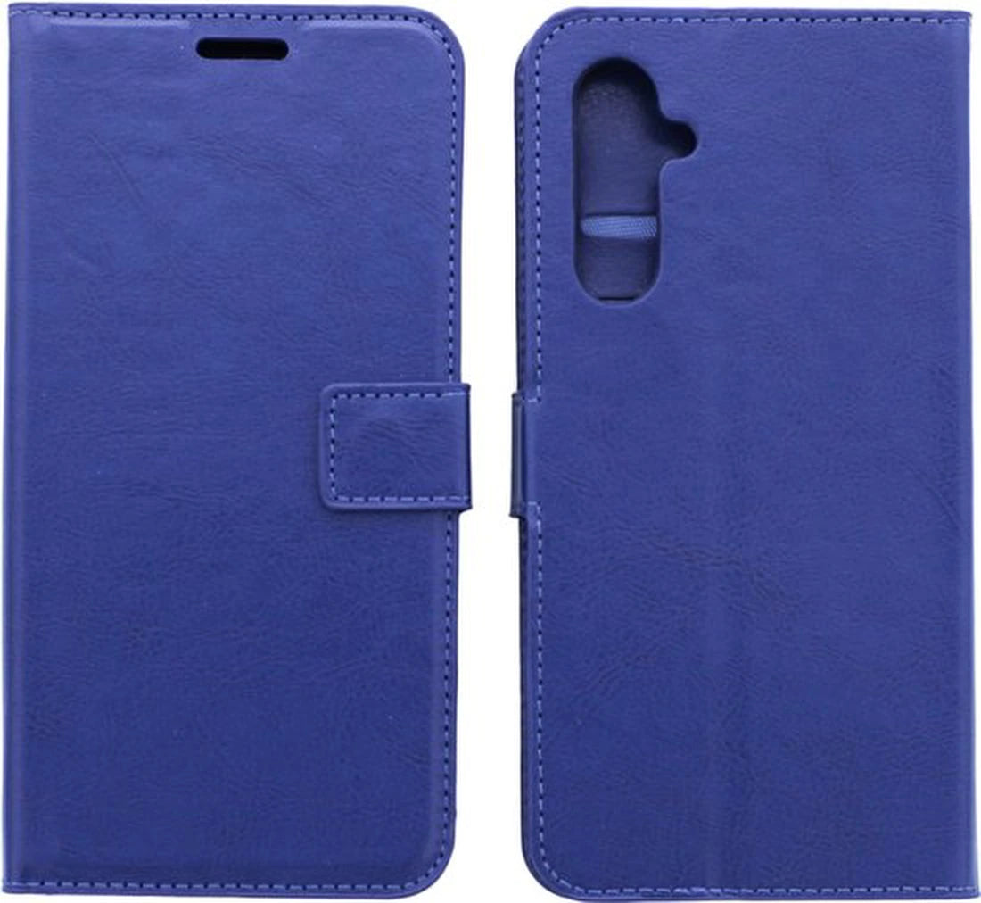 Portemonnee Book Case Hoesje + 2x Screenprotector Glas Geschikt voor: Samsung Galaxy A06 - Blauw