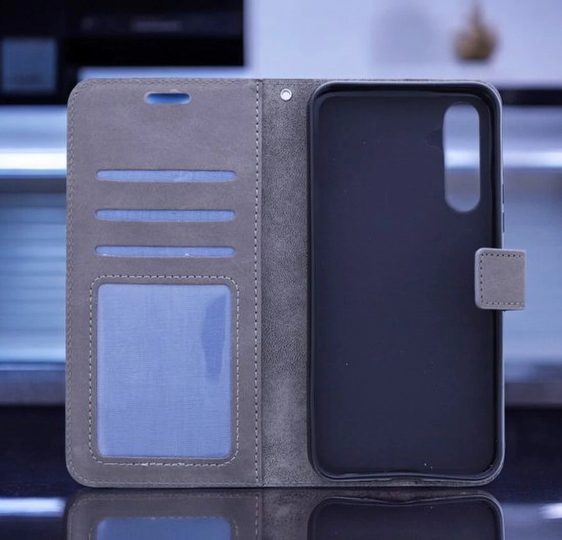 Portemonnee Book Case Hoesje + 2x Screenprotector Glas Geschikt voor: Samsung Galaxy S24 Plus - Grijs