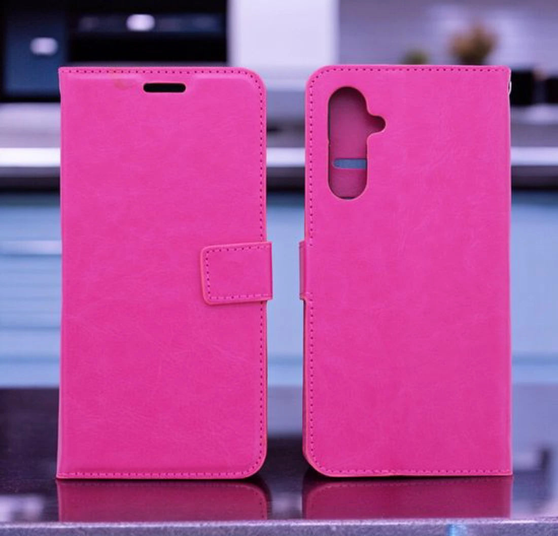 Portemonnee Book Case Hoesje + 2x Screenprotector Glas Geschikt voor: Samsung Galaxy S24 - Roze