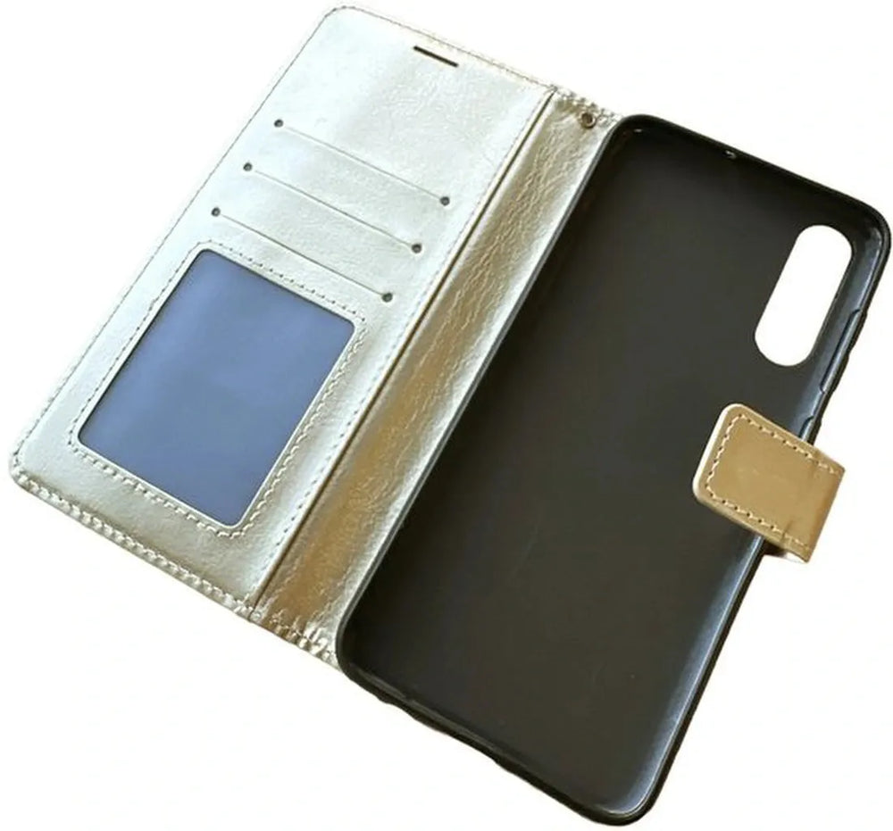Samsung Galaxy A7 2018 Hoesjes – Portemonnee Book Case – Pasjeshouder – Magneetsluiting – Goud-Ilumina Benelux