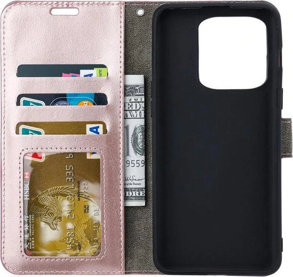 Xiaomi Redmi 13C Hoesjes – Portemonnee Book Case Backcover – Pasjeshouder – Magneetsluiting – Roségoud-Ilumina Benelux
