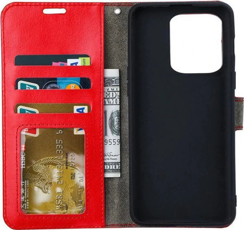 Xiaomi Redmi 13C Hoesjes – Portemonnee Book Case Backcover – Pasjeshouder – Magneetsluiting – Rood-Ilumina Benelux