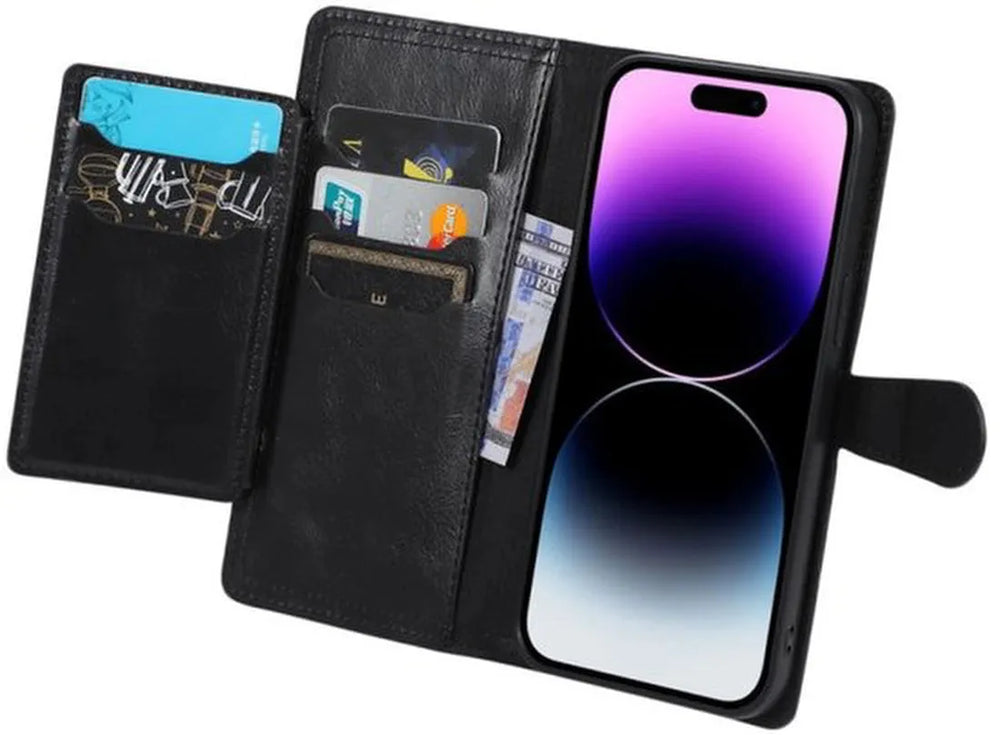 iPhone 16 Pro Max Hoesjes – Vintage Portemonnee Hoes – Pasjeshouder – Magneetsluiting – Zwart-Ilumina Benelux