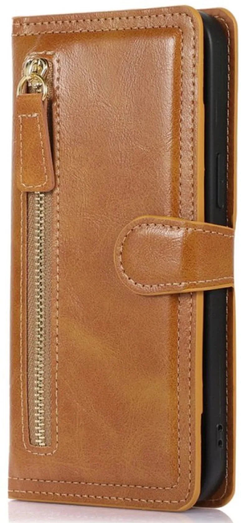 iPhone 14 Pro Max Hoesjes – Vintage Portemonnee Hoes – Pasjeshouder – Magneetsluiting – Lichtbruin-Ilumina Benelux