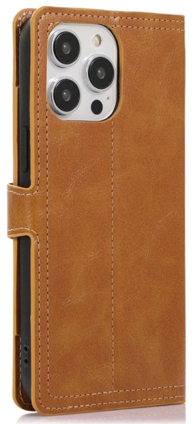 iPhone 14 Pro Max Hoesjes – Vintage Portemonnee Hoes – Pasjeshouder – Magneetsluiting – Lichtbruin-Ilumina Benelux