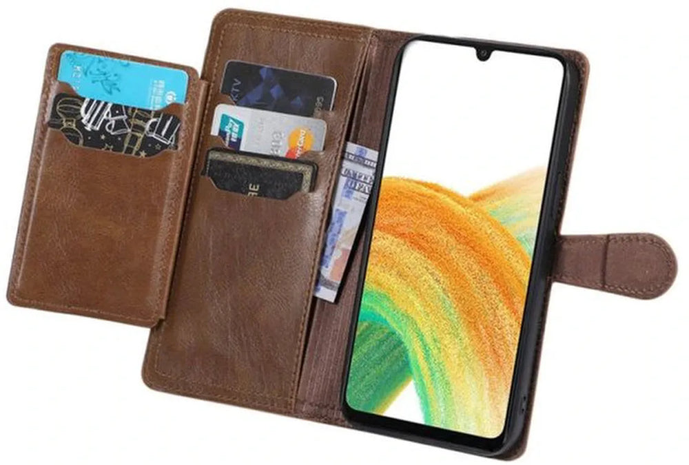 Samsung Galaxy A16 Hoesjes – Vintage Portemonnee Hoes – Pasjeshouder – Magneetsluiting – Donkerbruin-Ilumina Benelux