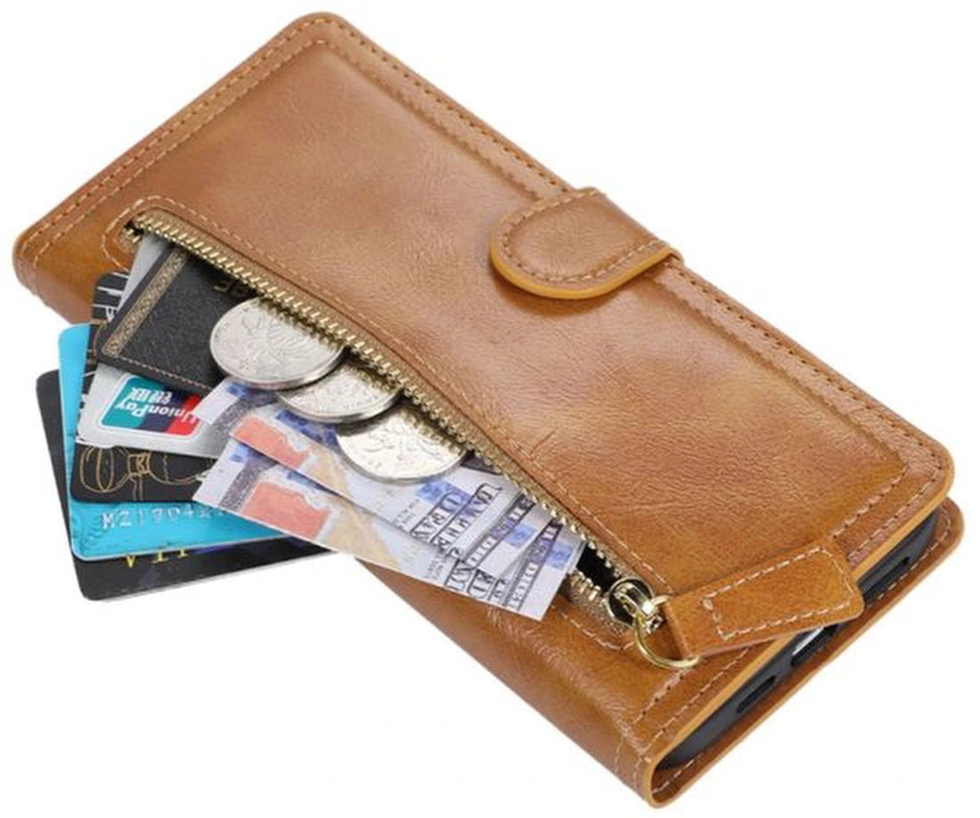 Premium Vintage Wallet Hoesje Geschikt voor Samsung Galaxy A24 - LichtBruin