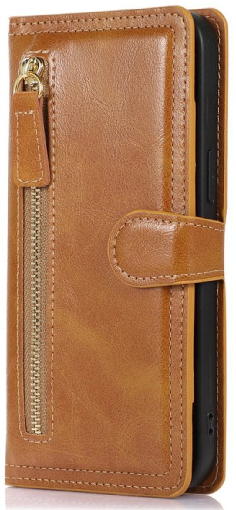 Samsung Galaxy A25 Hoesjes – Vintage Portemonnee Hoes – Pasjeshouder – Magneetsluiting – Lichtbruin