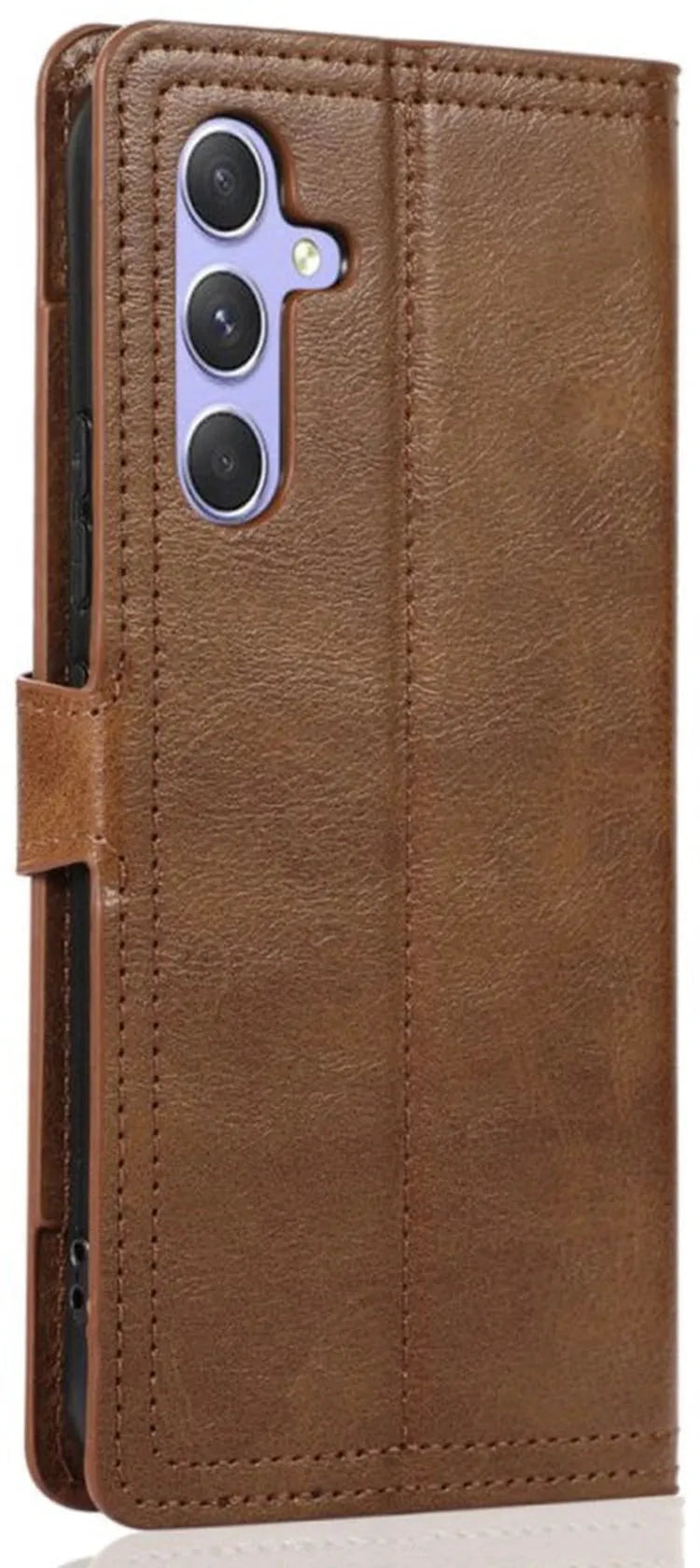 Samsung Galaxy A25 Hoesjes – Vintage Portemonnee Hoes – Pasjeshouder – Magneetsluiting – Donkerbruin-Ilumina Benelux