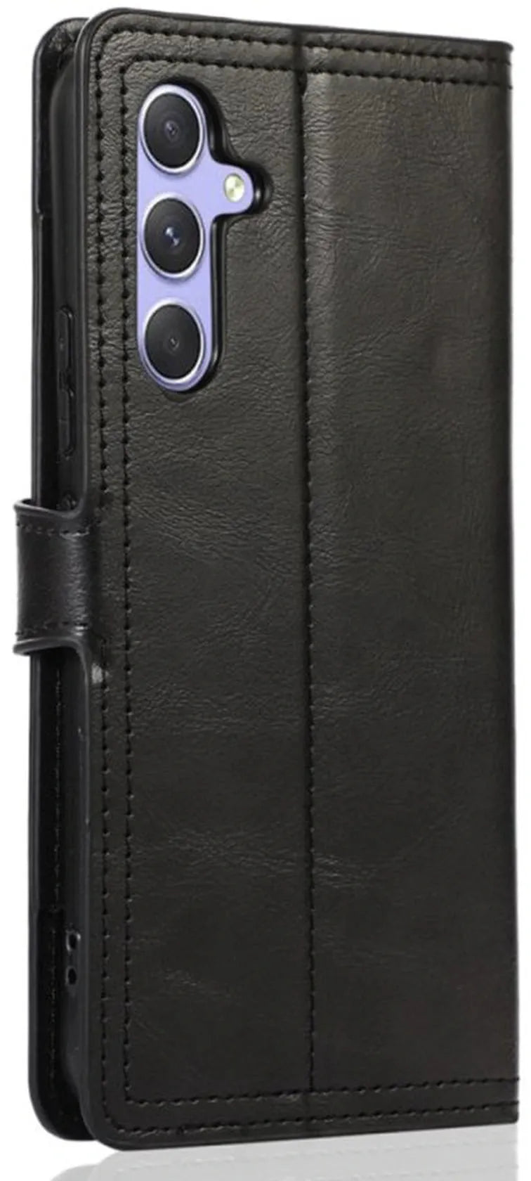 Samsung Galaxy A15 Hoesjes – Vintage Portemonnee Hoes – Pasjeshouder – Magneetsluiting – Zwart-Ilumina Benelux