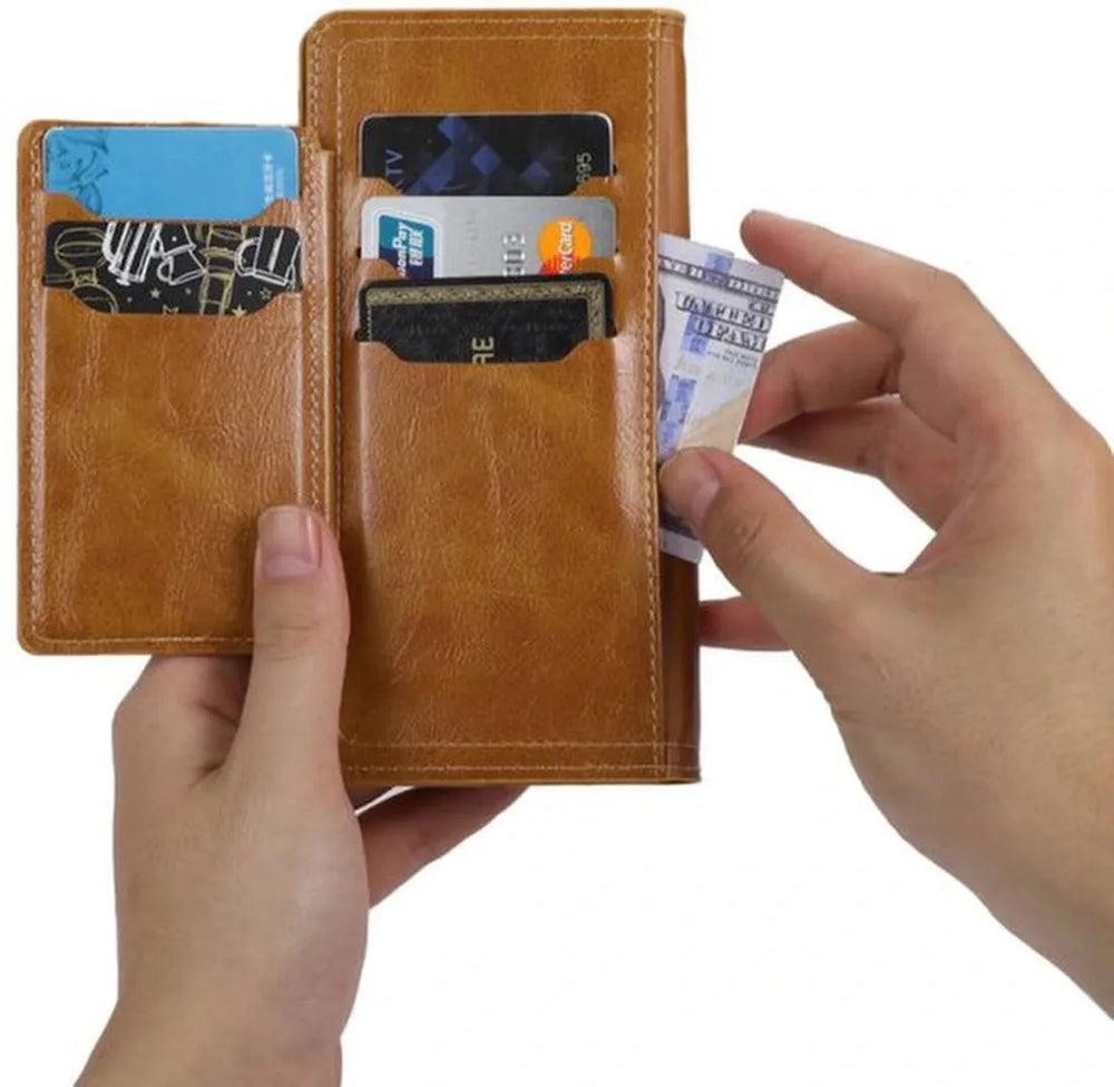 Samsung Galaxy S23 FE Hoesjes – Vintage Portemonnee Hoes – Pasjeshouder – Magneetsluiting – Lichtbruin-Ilumina Benelux