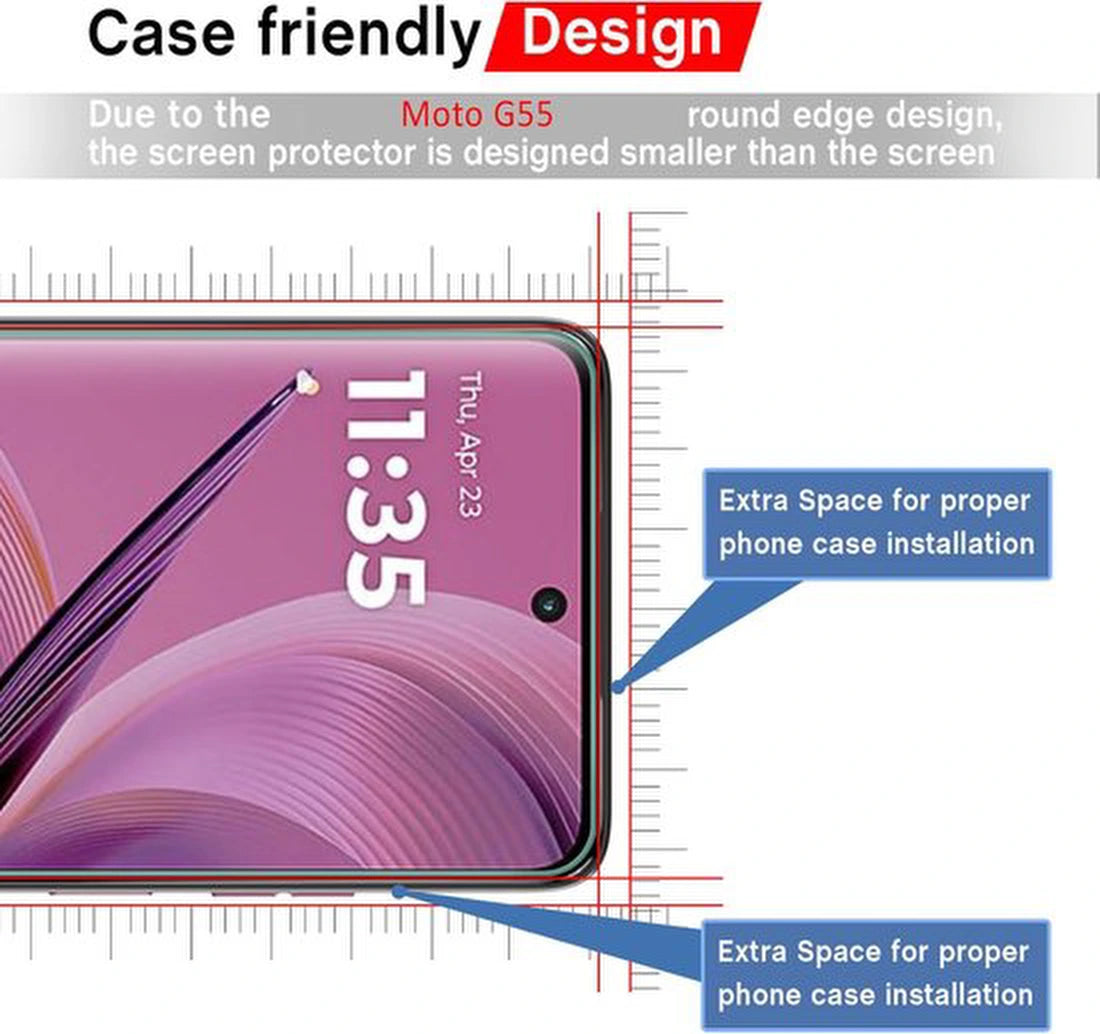 Screenprotector – Geschikt voor Motorola Moto G55 5G – Gehard Glas 9H – Anti-kras – 3-Pack – Transparant