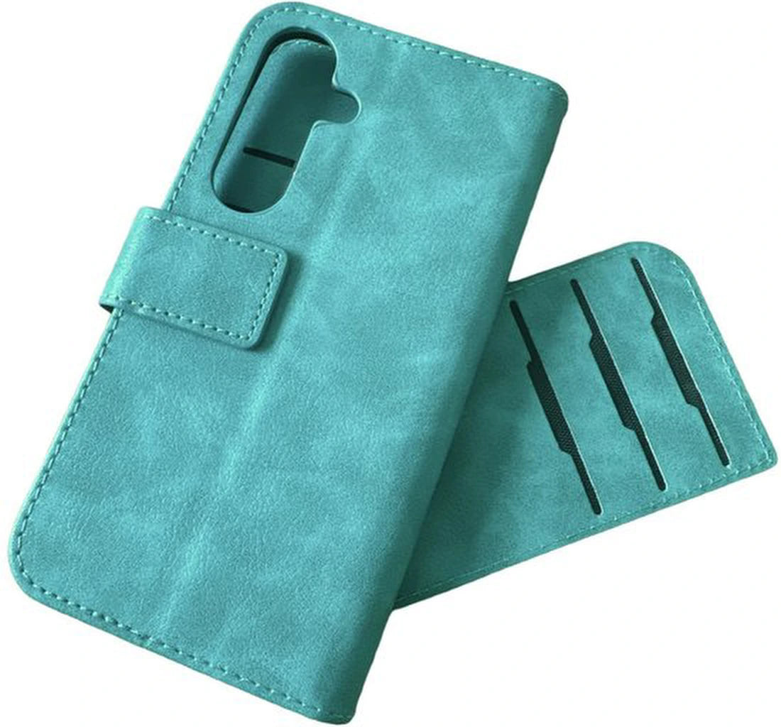 Multi Storage Wallet Hoesje Geschikt voor Samsung Galaxy S25 - met 9 Pasjesvakken - Groen