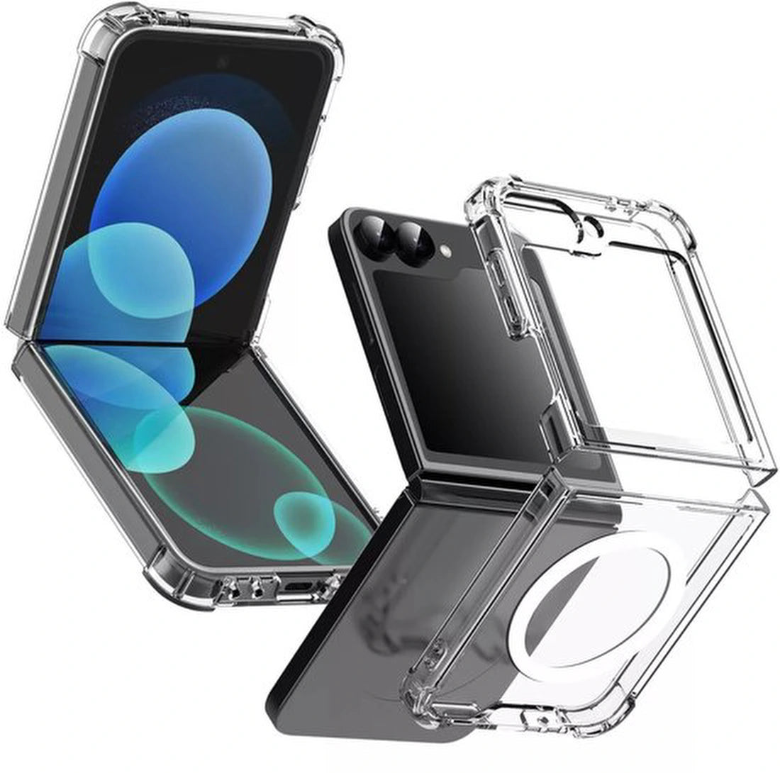 Shockproof Transparant Hoesje Geschikt voor: Samsung Galaxy Z Flip 6 | Compatibel met MagSafe | Schokbestendig TPU | Back Cover met Magneet | Dun | Flexibel | Doorzichtig