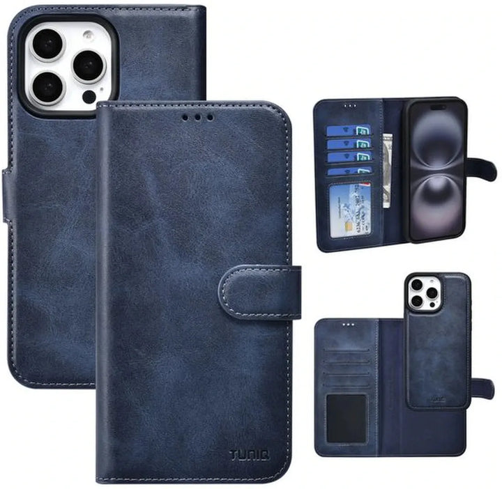 iPhone 16 Pro Hoesjes – 2in1 Portemonnee Case – Magnetisch Afneembaar – Pasjeshouder – Blauw-Ilumina Benelux