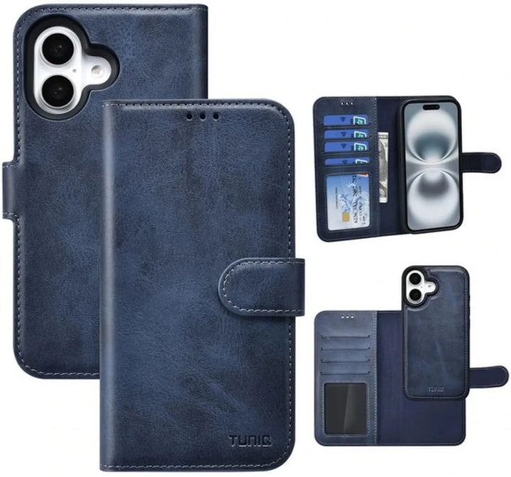 iPhone 16 Hoesjes – 2-in-1 Wallet Case – Magnetisch Afneembaar – Pasjeshouder – Blauw-Ilumina Benelux