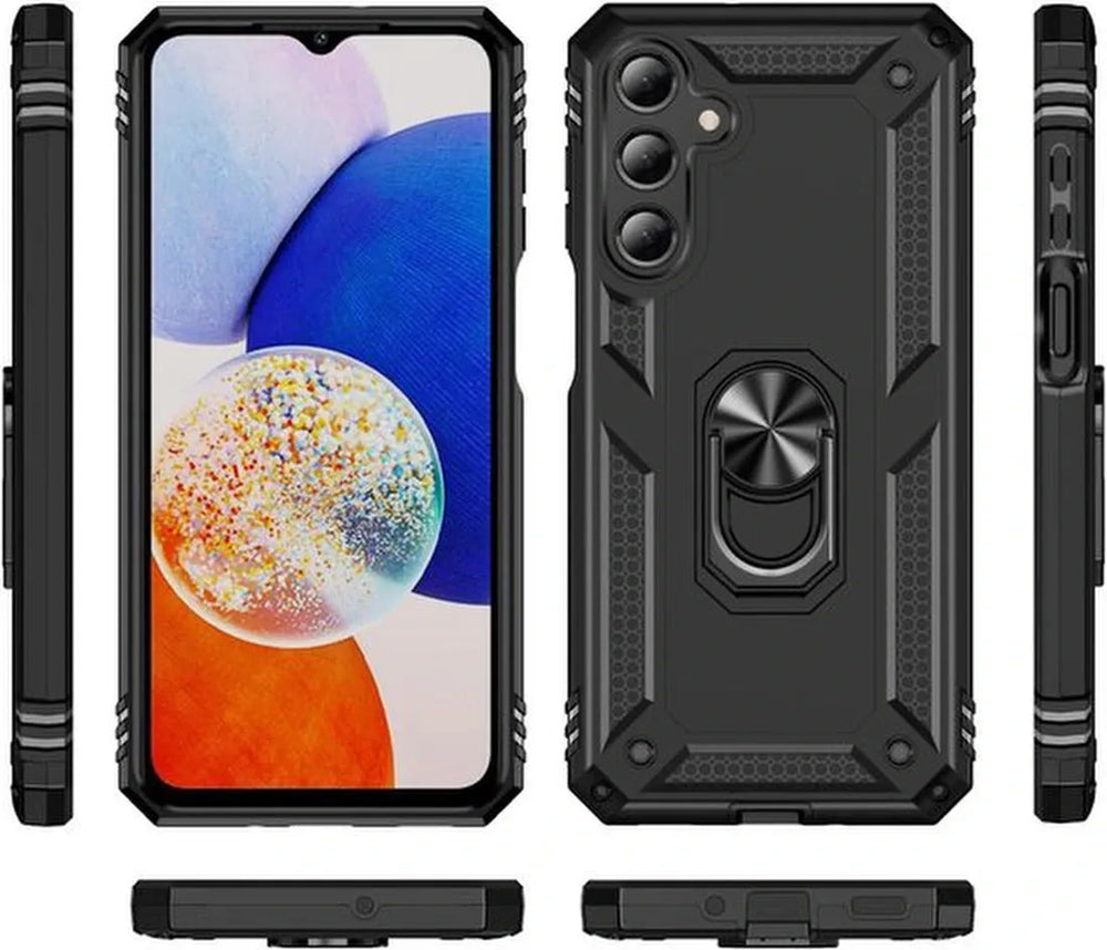 Samsung Galaxy A16 Hoesjes – Anti-Shock Hybride Ring Armor Backcover – Schokbestendig – Zwart-Ilumina Benelux